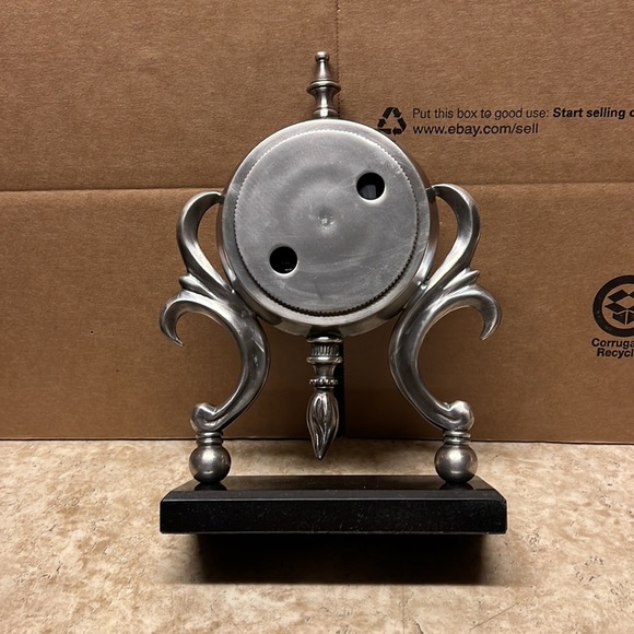 BOMBAY CO. Pewter EDMOND Clock Quartz Desk Granite Base - Picture 3 of 6